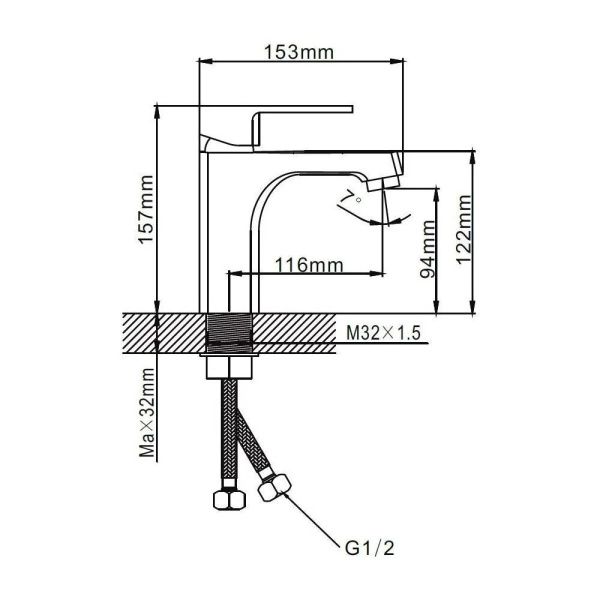 Смеситель для раковины монокомандный  белый с хромом  Potato Эверест B10-0277