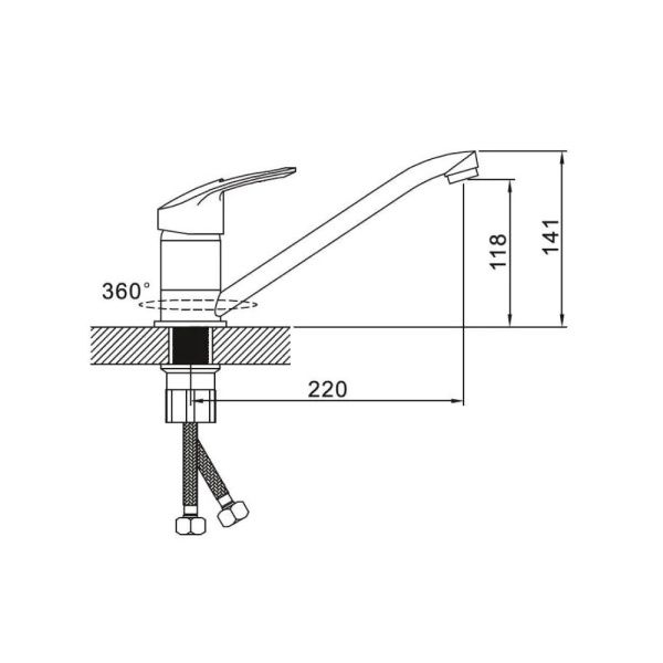 Смеситель для кухни монокомандный  хром  Potato Эверест B49-023