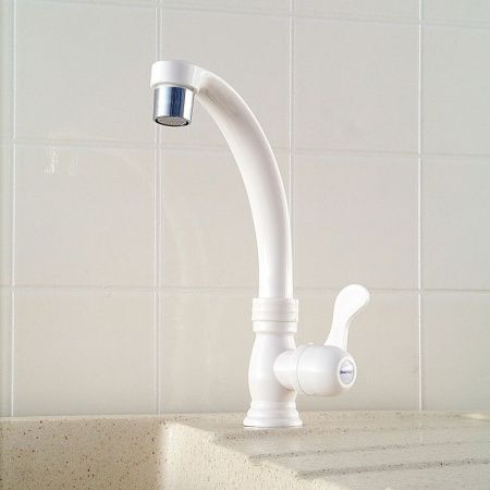 Смеситель для кухни монокомандный белый Potato Эверест B 42-337