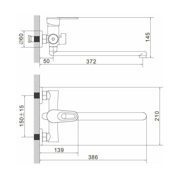 Смеситель для ванны и умывальника монокомандный  синий с хромом  Potato Эверест B22-274DS
