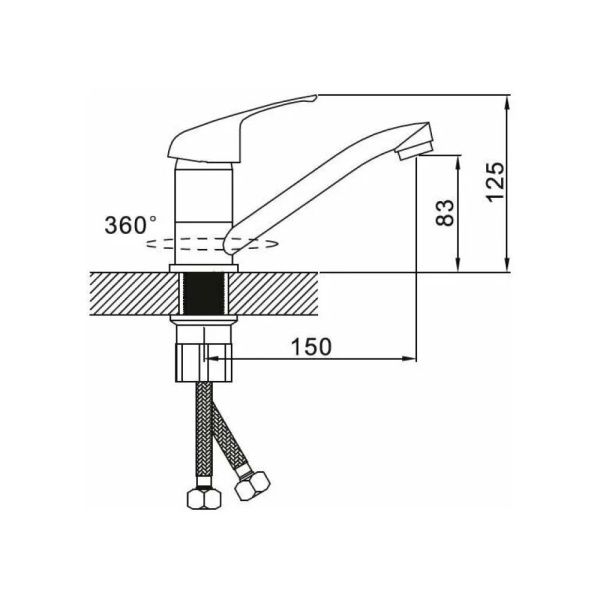 Смеситель для кухни монокомандный  хром  Potato Эверест B45-021