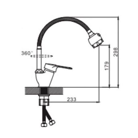 Смеситель для кухни монокомандный хром Potato Эверест B 58-026 (гибкий излив)