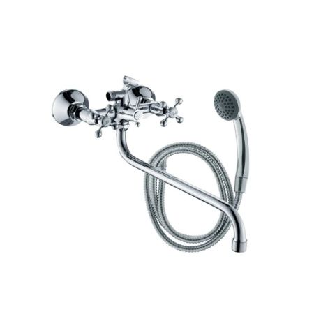 Смеситель для ванны и умывальника двухручковый  хром  Potato Эверест B22-351