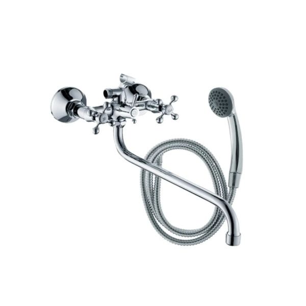 Смеситель для ванны и умывальника двухручковый  хром  Potato Эверест B22-351