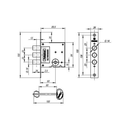 Замок врезной сувальдный MDV10/S-60.00.3R14
