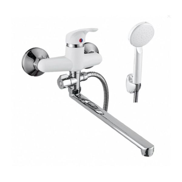 Смеситель для ванны и умывальника монокомандный  белый  Potato Эверест B21-033