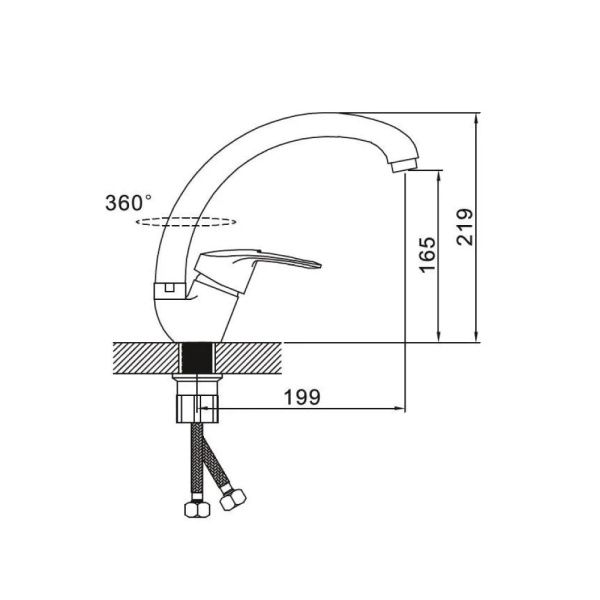 Смеситель для кухни монокомандный  хром  Potato Эверест B59-023