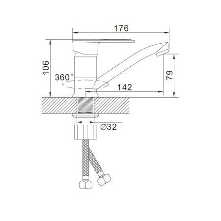 Смеситель для кухни монокомандный зеленый Potato Эверест B 45-274A