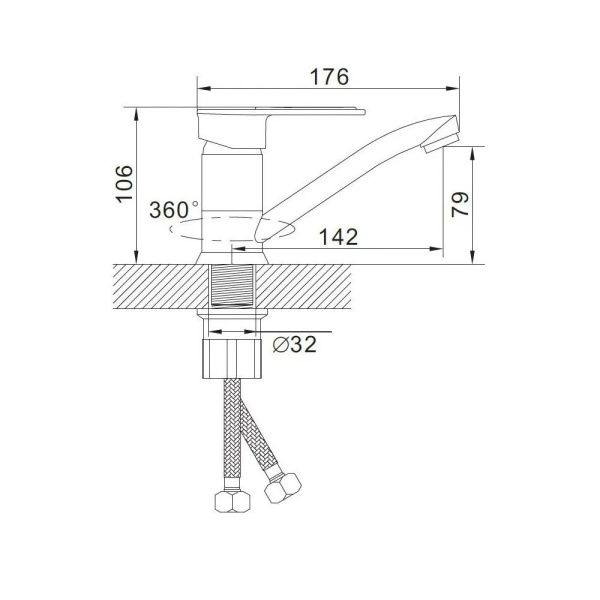 Смеситель для кухни монокомандный зеленый Potato Эверест B 45-274A