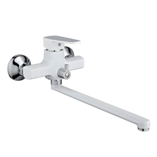 Смеситель для ванны и умывальника монокомандный  белый с хромом  Potato Эверест B22-0277