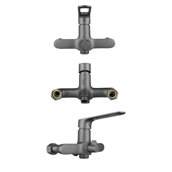 Смеситель для ванны и умывальника монокомандный  брезентово-серый  Potato Эверест B22-15319