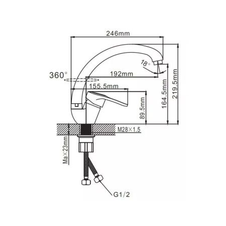 Смеситель для кухни монокомандный  белый  Potato Эверест B59-0257