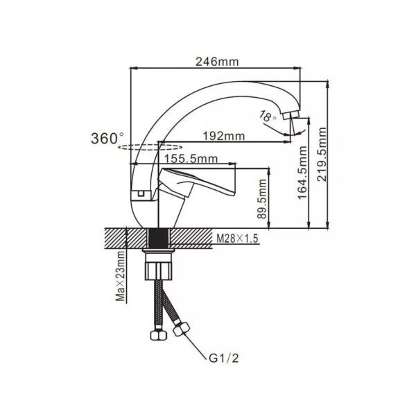 Смеситель для кухни монокомандный  белый  Potato Эверест B59-0257