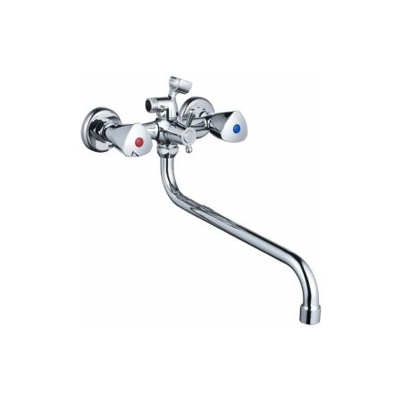 Смеситель для ванны и умывальника двухручковый  хром  Potato Эверест B22-334