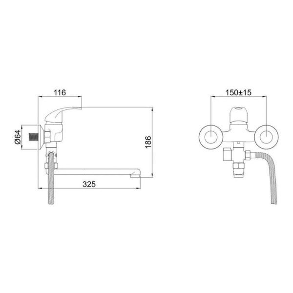 Смеситель для ванны монокомандный хром Potato P21211