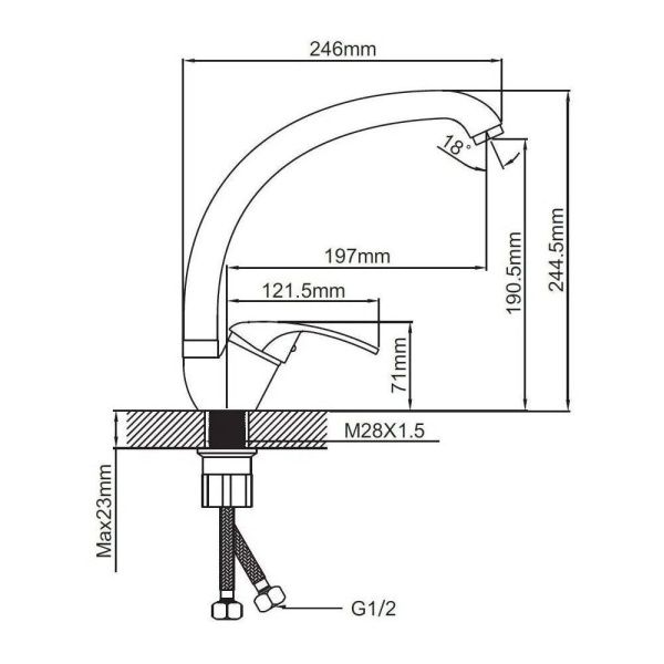 Смеситель для кухни монокомандный  хром  Potato Эверест B59-040