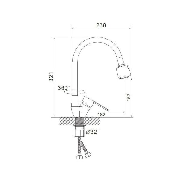 Смеситель для кухни монокомандный  зеленый с хромом  Potato Эверест B58-274E
