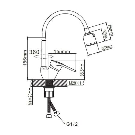 Смеситель для кухни монокомандный  хром  Potato Эверест B58-025