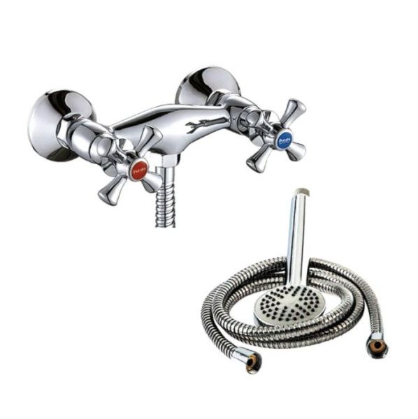 Смеситель для ванны и душа двухручковый хром Potato P 2064