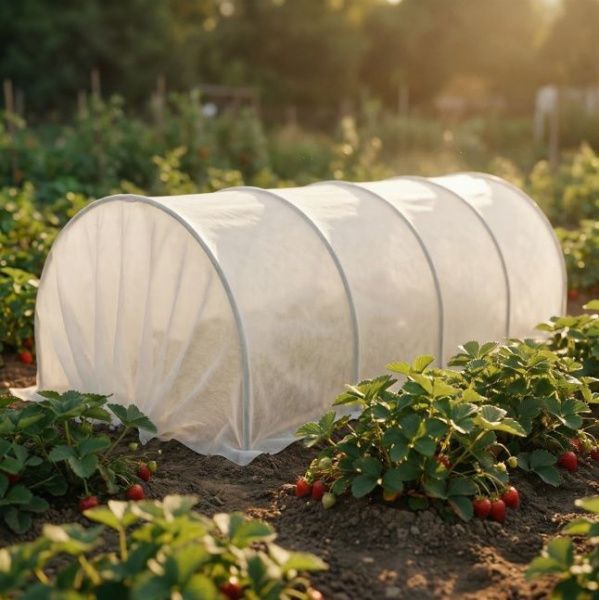 Парник с укрытием 4м (5 метал.дуг 3м, прошитый Спанбонд Премиум 60 3,2х6,4м)
