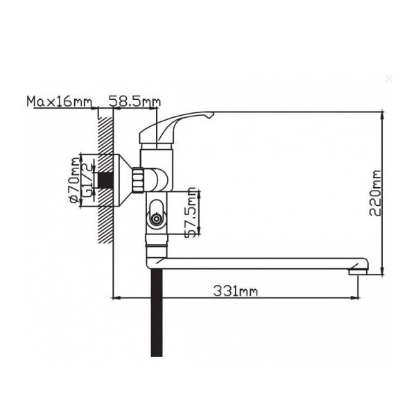 Смеситель для ванны и умывальника монокомандный  белый  Potato Эверест B21-033