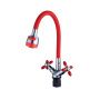 Смеситель для кухни двухручковый  красный с хромом  Potato Эверест B57-071C