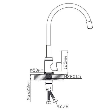 Смеситель для кухни монокомандный белый/хром Potato P 58304S-7 (гибкий излив)