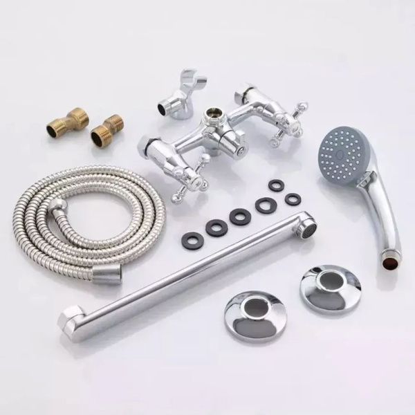 Смеситель для ванны и умывальника двухручковый  хром  Potato Эверест B23-333