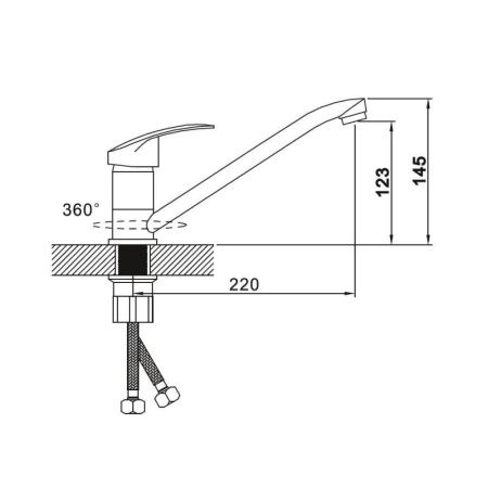 Смеситель для кухни монокомандный  хром  Potato Эверест B49-022