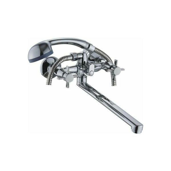 Смеситель для ванны и умывальника двухручковый  хром  Potato Эверест B23-354