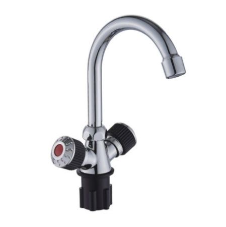 Смеситель для кухни двухручковый черный/хром Potato Эверест B 10-356F