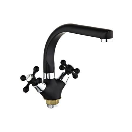 Смеситель для кухни двухручковый черный Potato Эверест B 69-656