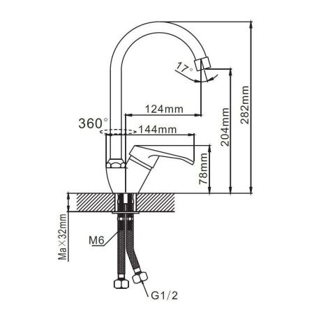 Смеситель для кухни монокомандный хром Potato Эверест B 41-028