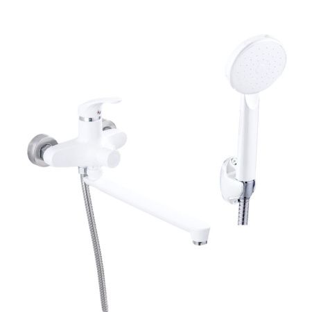 Смеситель для ванны и умывальника монокомандный  белый  Potato Эверест B22-033