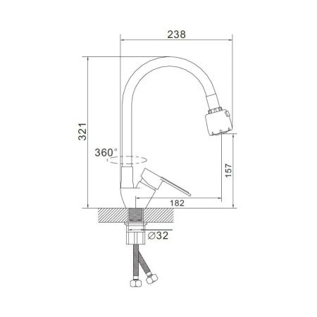 Смеситель для кухни монокомандный  синий с хромом  Potato Эверест B58-274DS
