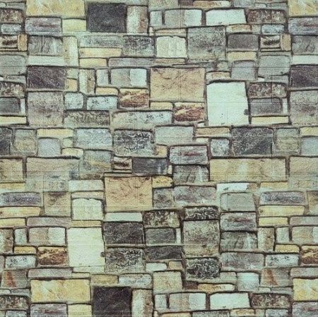 Панель самокл. 3D 700х700х3,0мм арт.328 «Камень ЛОФТ бежевый микс»(упак. 15шт.)(ДЕКОФИКС)