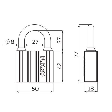 Замок навесной PL-UNI-0450 3key