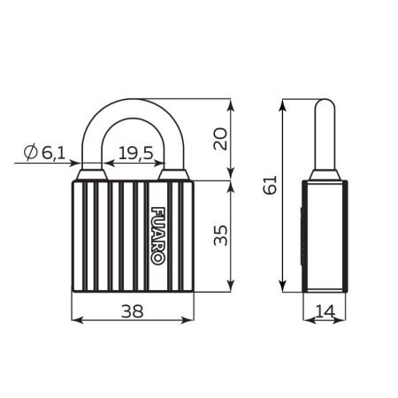 Замок навесной PL-UNI-0438 3key