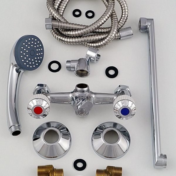 Смеситель для ванны и умывальника двухручковый  белый с хромом  Potato Эверест B23-356A