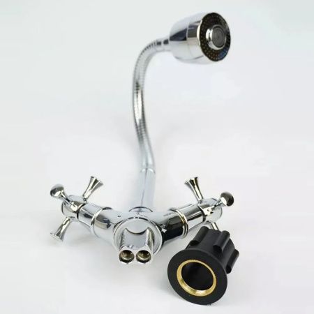 Смеситель для кухни двухручковый  жбежевый  Potato Эверест B69-658