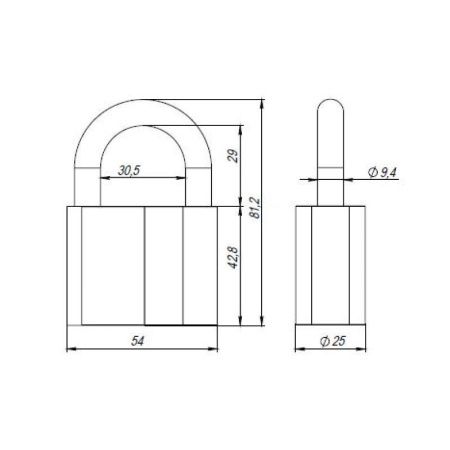 Замок навесной PD-4060 (PD-40-60) 3 fin key /коробка