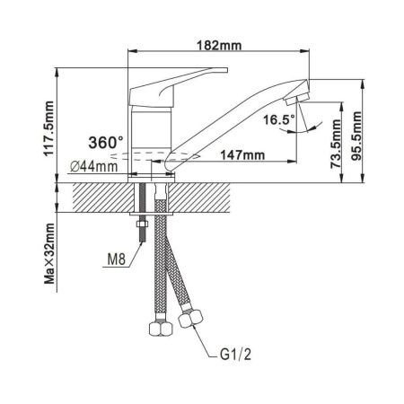 Смеситель для кухни монокомандный  хром  Potato Эверест B45-028B