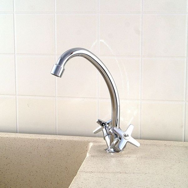 Смеситель для кухни двухручковый  хром  Potato Эверест B49-069