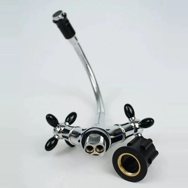 Смеситель для кухни двухручковый  черный с хромом  Potato Эверест B58-071F