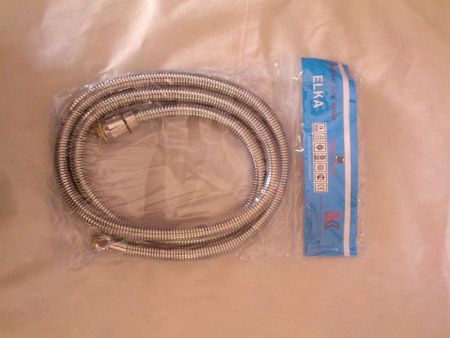 Душевой шланг  ELKA 150-170см растяжной d14 крупное плетен.внутр.шланг EPDM двойной замок (имп-имп)
