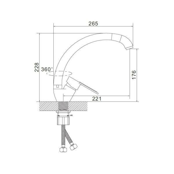 Смеситель для кухни монокомандный хром Potato Эверест B 59-274 A