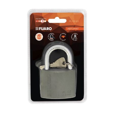 Замок навесной PL-PROTEC-0263 3key (PL-02-63) англ. /блистер