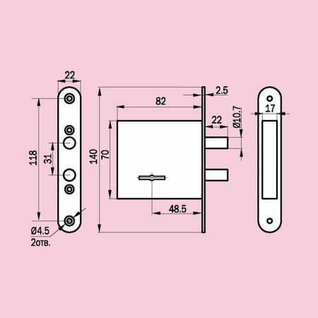Замок врезной сувальдный ЗВ8/13С-М