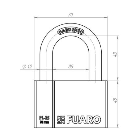 Замок навесной PL-PROTEC-2570 4 fin key (PL-2570) фин. /блистер