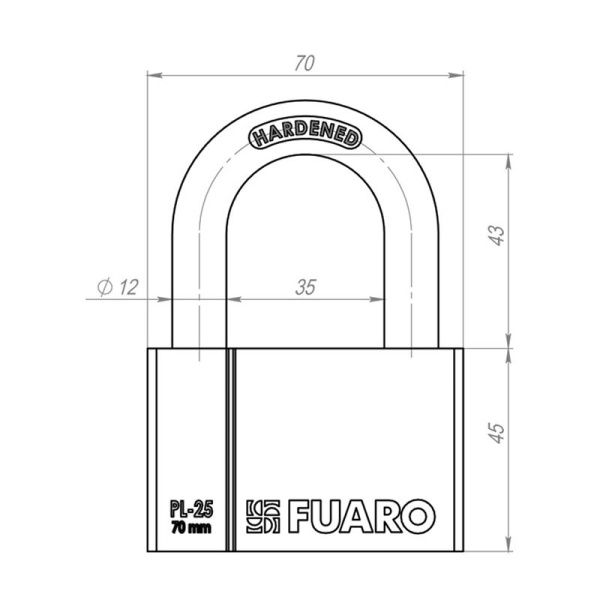 Замок навесной PL-PROTEC-2570 4 fin key (PL-2570) фин. /блистер